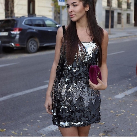 Zara BLOGGER'S FAVE! Silver Sequin Mini Dress - Picture 11 of 13